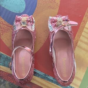 Glittery Pink Kids Dress Shoes with Bow